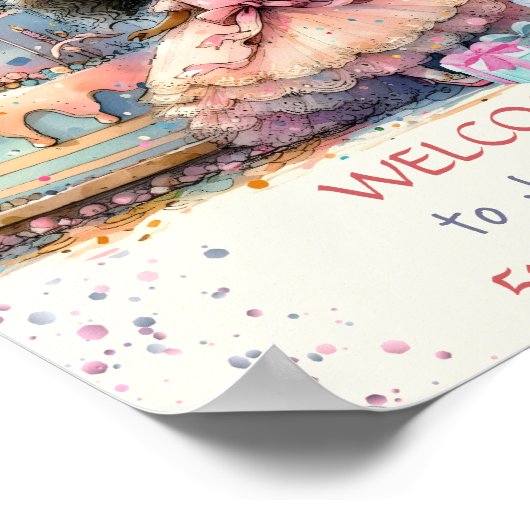 Afro Amerikaanse prinses 5e verjaardag kasteeltaar Poster (Hoek)