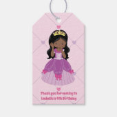 Afro-Amerikaanse prinses aangepaste verjaardagsfee Cadeaulabel (Voorkant)