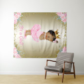 Afro-Amerikaanse prinses Baby shower achtergrond Wandkleed (In Situ (horizontaal))