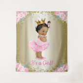 Afro-Amerikaanse prinses Baby shower achtergrond Wandkleed (Voorkant)