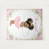 Afro-Amerikaanse prinses Baby shower achtergrond Wandkleed (Voorkant (horizontaal))