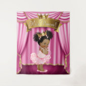 Afro-Amerikaanse prinses Baby shower achtergrond Wandkleed (Voorkant)