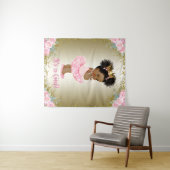 Afro-Amerikaanse prinses Baby shower achtergronden Wandkleed (In Situ (horizontaal))