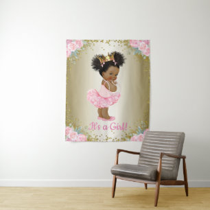 Afro-Amerikaanse prinses Baby shower achtergronden Wandkleed