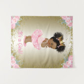 Afro-Amerikaanse prinses Baby shower achtergronden Wandkleed (Voorkant (horizontaal))
