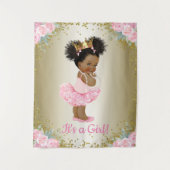 Afro-Amerikaanse prinses Baby shower achtergronden Wandkleed (Voorkant)