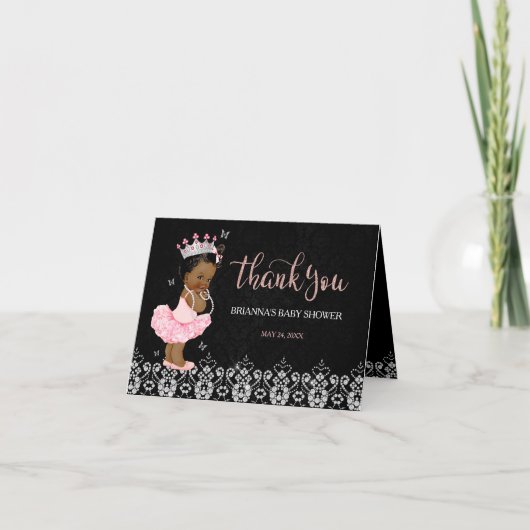 Afro-Amerikaanse Prinses Baby Shower Bedankt (Voorkant)