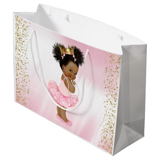 Afro-Amerikaanse prinses Baby shower Groot Cadeauzakje (Achterkant Gekanteld)