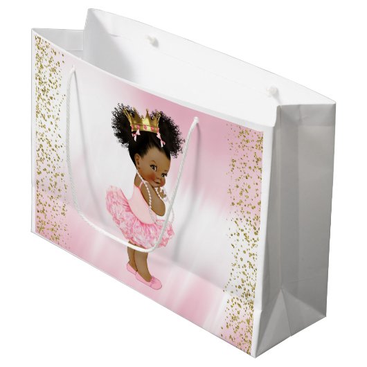Afro-Amerikaanse prinses Baby shower Groot Cadeauzakje (Voorkant Gekanteld)