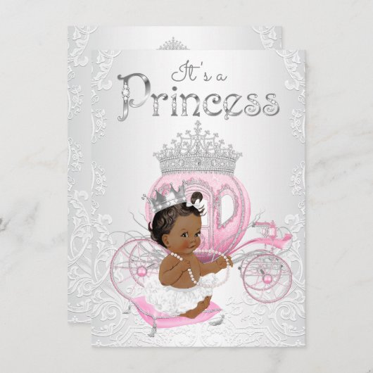 Afro-Amerikaanse prinses Baby shower Kaart (Voorkant / Achterkant)