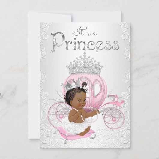 Afro-Amerikaanse prinses Baby shower Kaart (Voorkant)