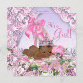 Afro-Amerikaanse prinses Baby shower Kaart (Voorkant / Achterkant)
