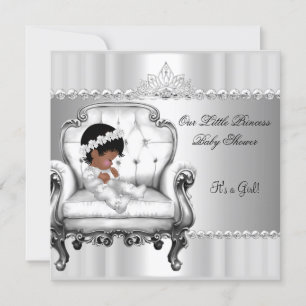Afro-Amerikaanse Prinses Baby Shower Meisje Stoel Kaart