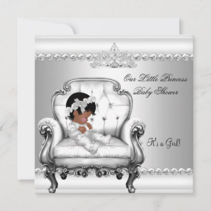 Afro-Amerikaanse Prinses Baby Shower Meisje Stoel  Kaart