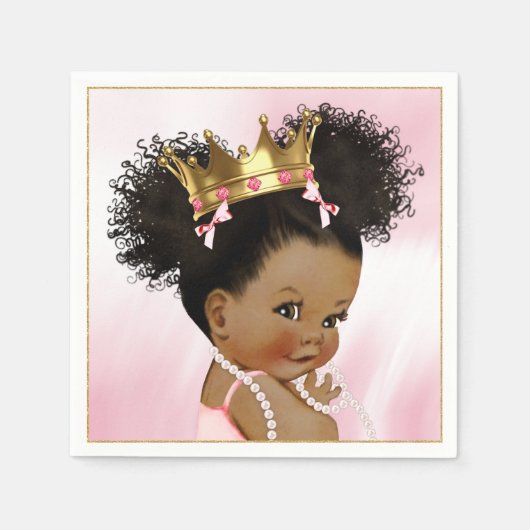 Afro-Amerikaanse prinses Baby shower Papier servet (Voorkant)