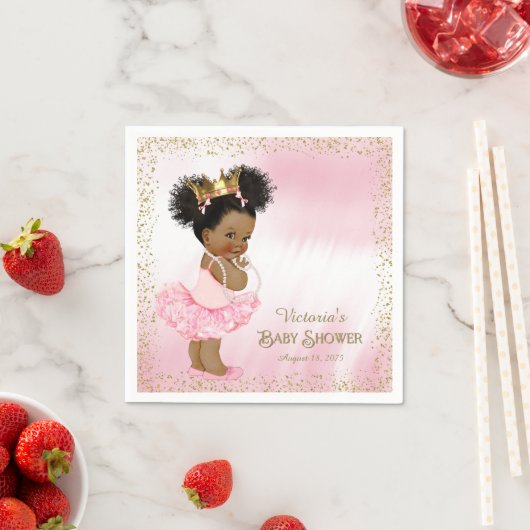 Afro-Amerikaanse prinses Baby shower Papier servet (Insitu)