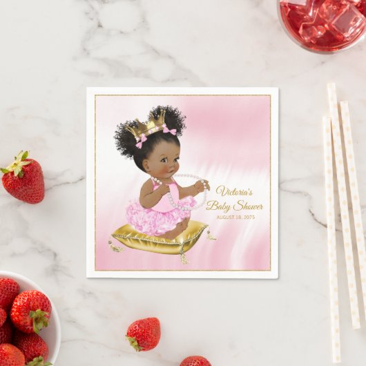 Afro-Amerikaanse prinses Baby shower Papier servet (Insitu)