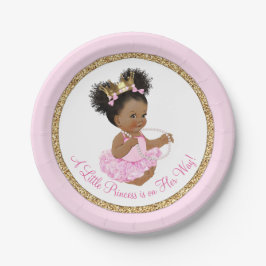 Afro-Amerikaanse prinses Baby shower papieren Bord