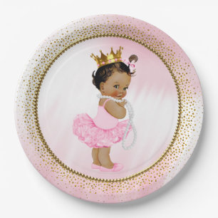Afro-Amerikaanse Prinses Baby Shower Papieren Bord