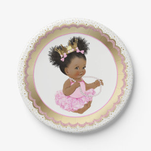 Afro-Amerikaanse Prinses Baby Shower Papieren Bord