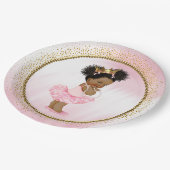 Afro-Amerikaanse prinses Baby shower papieren Bord (Gekanteld)
