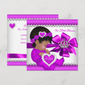 Afro-Amerikaanse Prinses Baby Shower Roze Meisje Kaart (Voorkant / Achterkant)