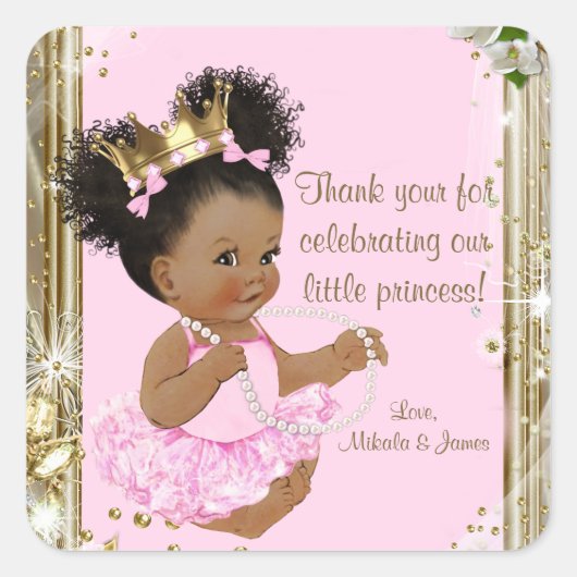 Afro-Amerikaanse prinses Baby shower Stickers (Voorkant)