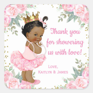 Afro-Amerikaanse Prinses Baby Shower Stickers