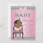 Afro-Amerikaanse Prinses Baby Shower Uitnodiging (Voorkant)