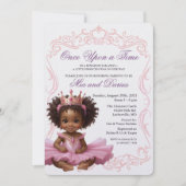 Afro-Amerikaanse Prinses Baby Shower Uitnodiging (Voorkant)