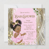 Afro-Amerikaanse Prinses Baby Shower Uitnodigingen (Voorkant)