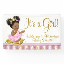 Afro-Amerikaanse Prinses Babyshower Banners