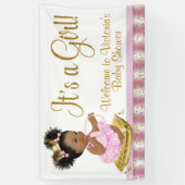 Afro-Amerikaanse Prinses Babyshower Banners (Verticaal)