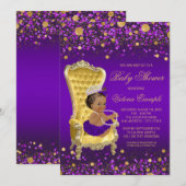 Afro-Amerikaanse prinses babyshower uitnodiging (Voorkant / Achterkant)