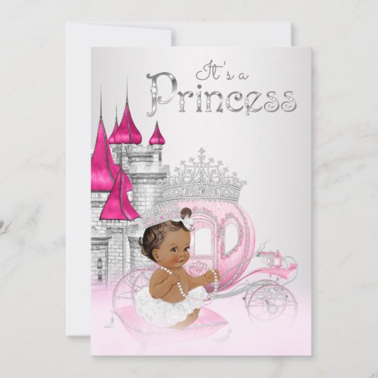 Afro-Amerikaanse prinses babyshower uitnodiging (Voorkant)