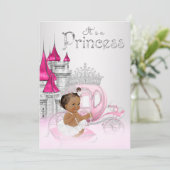 Afro-Amerikaanse prinses babyshower uitnodiging (Staand voorkant)