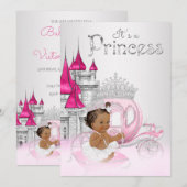Afro-Amerikaanse prinses babyshower uitnodiging (Voorkant / Achterkant)