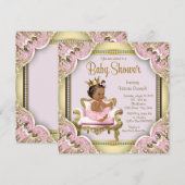Afro-Amerikaanse prinses babyshower uitnodiging (Voorkant / Achterkant)