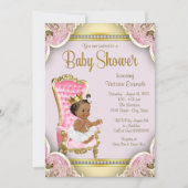 Afro-Amerikaanse prinses babyshower uitnodigingen (Voorkant)