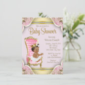 Afro-Amerikaanse prinses babyshower uitnodigingen (Staand voorkant)