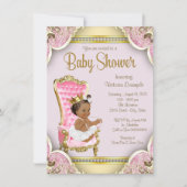 Afro-Amerikaanse prinses babyshower uitnodigingen (Voorkant)