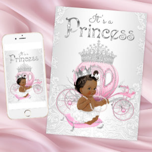 Afro-Amerikaanse prinses babyshower uitnodigingen