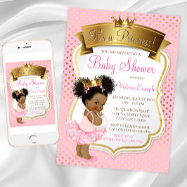 Afro-Amerikaanse prinses babyshower uitnodigingen