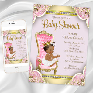 Afro-Amerikaanse prinses babyshower uitnodigingen