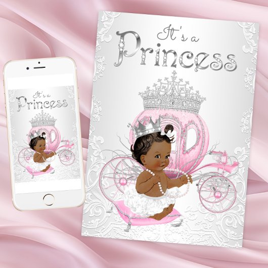 Afro-Amerikaanse prinses babyshower uitnodigingen