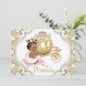 Afro-Amerikaanse prinses babyshower uitnodigingen (Staand voorkant)