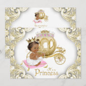 Afro-Amerikaanse prinses babyshower uitnodigingen (Voorkant / Achterkant)