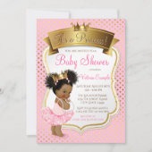Afro-Amerikaanse prinses babyshower uitnodigingen (Voorkant)
