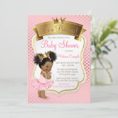 Afro-Amerikaanse prinses babyshower uitnodigingen (Staand voorkant)