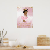 Afro-Amerikaanse prinses babyshower welkomstbord Poster (Keuken)